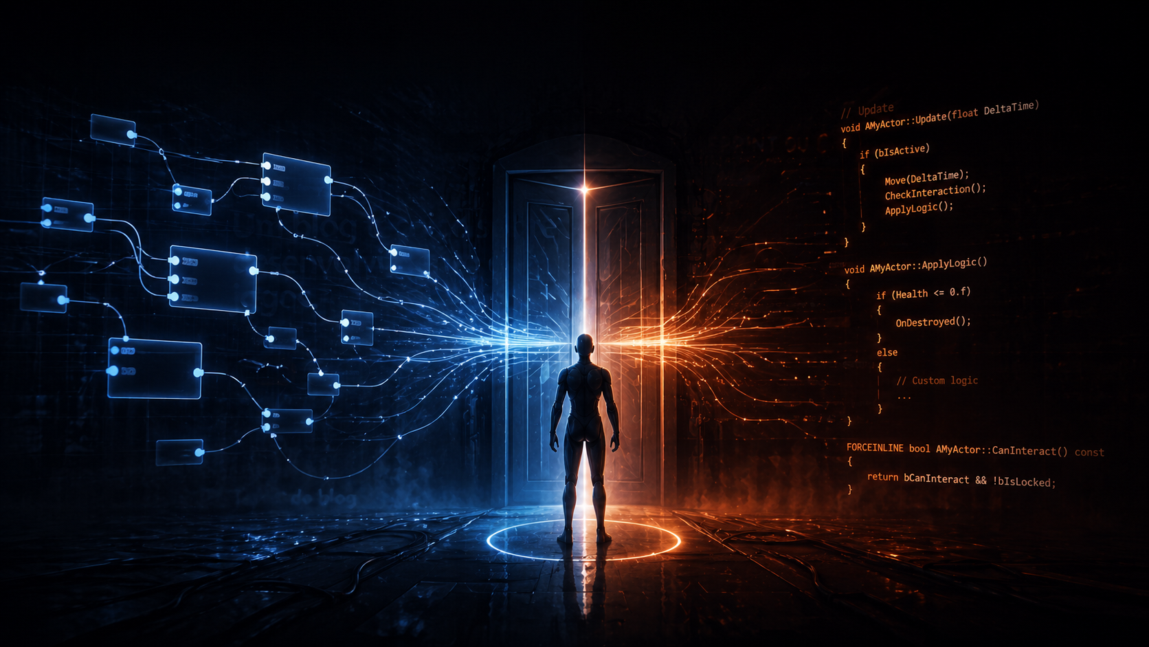 Blueprint ou C++ na Unreal: como estou decidindo onde colocar cada lógica